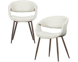 WOOOD Yossi Eetkamerstoelen Metalen Koper Poot - Naturel - Set van 2