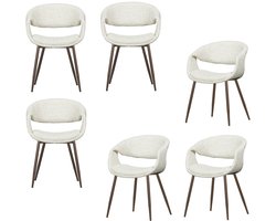 WOOOD Yossi Eetkamerstoelen Metalen Koper Poot - Naturel - Set van 6