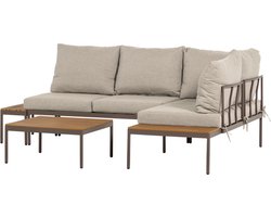 WOOOD Zaro Loungeset Tuin - Metaal/Polywood - Beige - 65x183x67