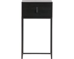 WOOOD Zola Nachtkastje Met Lade - Grenenhout - Zwart - 74x40x35