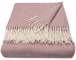 WOOOL Luxury Plaid - BEEHIVE (Dusky Pink) 150x183cm - 100% Wol - Roze