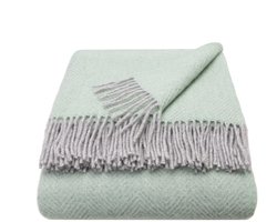 WOOOL® Luxury Plaid - STELLA (Silver & Green) - 150x183cm - 100% Wol