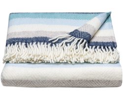 WOOOL Luxury Plaid - STRIPES (Seashore) - 150x183cm