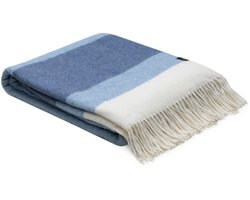 WOOOL Plaid - CASHMERE Stripe (Blauw) - 140x200cm - Kasjmier Wol
