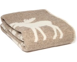 WOOOL® | Wollen Deken | DEER (Beige) | 130x200cm | Omkeerbaar | 88% Nieuw-Zeelandse Wol - 12% Katoen