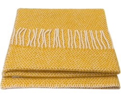WOOOL® | Wollen Luxury Babydekentje | BEEHIVE (Yellow) | 68x73cm | 100% Lamswol | Baby - Kinder Plaid met Bijenkorf Design - Geel