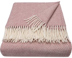 WOOOL® | Wollen Luxury Plaid | BEEHIVE (Dusky Pink) | 150x183cm | 100% Lamswol | Bijenkorf Design Deken - Roze