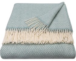 WOOOL® | Wollen Luxury Plaid | BEEHIVE (Ocean) | 150x183cm | 100% Lamswol | Bijenkorf Design Deken - Groen Blauw