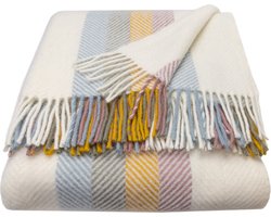 WOOOL® | Wollen Luxury Plaid | STRIPES (Primrose) | 150x183cm | 100% Lamswol | Streep Design Deken