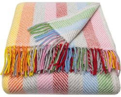 WOOOL® | Wollen Luxury Plaid | STRIPES (Rainbow Grey) | 150x183cm | 100% Lamswol | Streep Design Deken