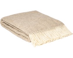 WOOOL® | Wollen Plaid | ZELANDIA LUX (Beige) | 140x200cm | 100% Nieuw-Zeelandse Wol | Deken