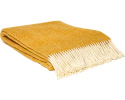 WOOOL® | Wollen Plaid | ZELANDIA (Okergeel) | 140x200cm | 100% Nieuw-Zeelandse Wol | Deken