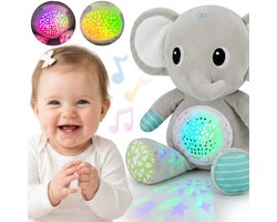 Woopie babyolifant knuffel met projector en rustgevende geluiden 12 melodieën - UNI