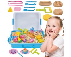 Woopie Kinetic Sand 6 kleuren 1,2 kg restauranttafelset met mallen - UNI