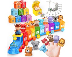 Wootoy Montessori Speelgoed Peuter – Dierentrein met Cijfers en Dieren – Sorteer- Stapelen - en Matchspeelgoed – Educatief Speelgoed-Cadeau voor Jongens en Meisjes 1 2 3 Jaar