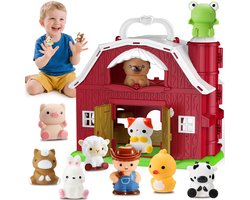 Wootoy Montessori Speelgoed voor Peuters - Baby Speelgoed voor Boerderij Dieren - Cadeau Meisje Jongens van 1 2 3 4 Jaar - Speelset Tekenfilm met 9 Dieren & Boer