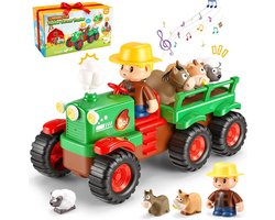 Wootoy Speelgoed Tractor voor Peuters van 1 2 en 3 jaar - Boerderij Voertuig Auto met Muziek en Dieren - Montessori Speelgoed voor Baby's –Cadeau Educatief Kinderspeelgoed Jongens en Meisjes