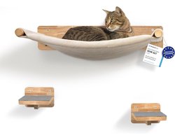 WOOWOOD® klimwand voor katten | Kattenladder set van 3 | Kattenladder voor aan de muur | Klimwand voor katten | Kattenladder | Catwalk voor katten | Klimwand XL