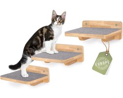 WOOWOOD® Klimwand voor katten | Set van 3 kattenladders | Kattenladderwand | Klimwandset voor katten | Kattenladder | Kattenloopbrug | Klimwand XL