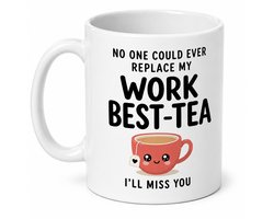 Work Bestie Mok – Afscheid Collega Cadeau – Collega Vertrekt – "No One Could Ever Replace My Work Best-Tea" – Keramische Mok 330 ml