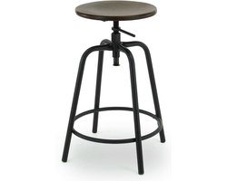 Workliving Barkruk Laag Rond - Vintage Hout - 57-65 CM