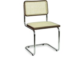 Workliving Bas Eetkamerstoel - Rotan Design Walnoot / Chroom