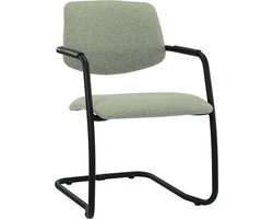 Workliving Vergaderstoel X5 - Sledeframe - Wolvilt Fenice 455 zachtgroen - frame zwart