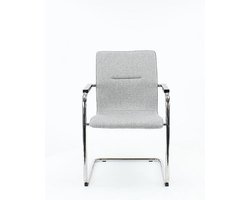 Workliving Vergaderstoel X6 - Sledeframe - Wolvilt 602 middengrijs - frame zwart