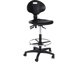 Workliving Werkstoel B PUR Hoog - Nylon onderstel - Wielen - Voetenring - Baliestoel - Kassastoel - (Ongemonteerd)