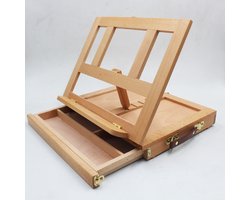 Workstation Tafel schildersezel Inklapbaar - Met Uitschuifbare Lade met 3 vakken - Tafel model Schilders ezel