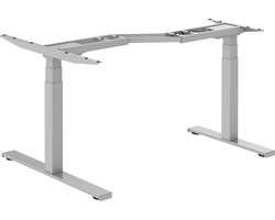 Worktrainer - Lumi Zit Sta Hoek Bureau - Hoogte 62-128 cm - Breedte 125-165 cm - Elektrisch Frame – In Hoogte Verstelbaar Onderstel - Zilver - Met Geheugenfunctie