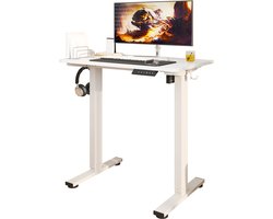 Worktrainer MiniDesk Wit | In hoogte verstelbaar bureau | Elektrisch | Ergonomische zit-sta tafel | Perfecte Home office & kantoor werkplek | Met Memory bediening – Hoogte: 73–118 cm