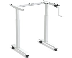 Worktrainer - StudyDesk - Klein handslinger zit-sta bureau - Hoogte 60,8 - 106 cm - Breedte 75 - 110 cm - Verrijdbaar - In hoogte verstelbaar - Wit