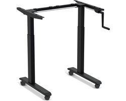 Worktrainer - StudyDesk - Klein handslinger zit-sta bureau - Hoogte 60,8 - 106 cm - Breedte 75 - 110 cm - Verrijdbaar - In hoogte verstelbaar - Zwart