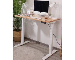 Worktrainer - Updesk Pro Zit Sta Bureau - Hoogte 58 - 123 cm - Breedte 120 - 200 cm - Elektrisch Frame - In hoogte verstelbaar Bureau Onderstel - Wit - Met Geheugenfunctie