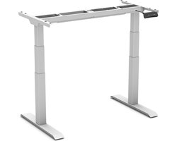 Worktrainer - Updesk Pro Zit Sta Bureau - Hoogte 58 - 123 cm - Breedte 120 - 200 cm - Elektrisch Frame - In hoogte verstelbaar Bureau Onderstel - Zilver - Met Geheugenfunctie