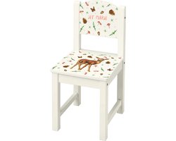 World of Mies kinderstoeltje hertje met naam - Houten stoel - wit Sundvik model - hoogwaardige kleurenprint in het hout - handgeschilderd design door Mies