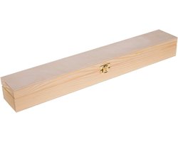 World - Rustieke houten kist voor lange kaarsen, doop- & communiekaarsen of toverstok opslag, 48 cm x 7 cm x 5,5 cm