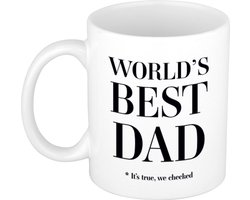 Worlds best dad cadeau koffiemok - theebeker - 300 ml - wit - Cadeau mok Vaderdag - Papa - Vader