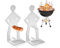 Worsthouder BBQ 2 Stuks RVS – Grill Worst Houder voor Barbecue, Hotdog Rek, Grappige BBQ Accessoires voor Gasgrill en Camping