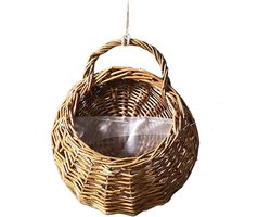 Woven Hanging Basket - Natuurlijke Wicker Mand - Decoratieve Wand Plantenbak - Handgemaakte Rieten Mand - Organizer - Hangplant - Bloempot voor Ramen - Tuin - Huisdecoratie
