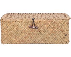 Woven Seagrass Storage Basket - Versatile Rattan Box for Laundry, Makeup, and Home Organization (M)