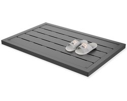 WPC vloerelement voor zonnedouche 100x56x4cm antislip tuindouche vloerpanelen inclusief montagemateriaal UV-bestendige kunststof vloer voor buitendouche sauna's zwembadladder (antraciet) NAIZY
