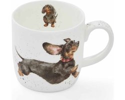 Wrendale Mok - 'That Friday Feeling' dachshund Mug - Royal Worcester - Beker Teckel - Porseleinen Mokken Wrendale Designs - Honden mok