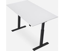 WRK21® SMART - Metalen Zit Sta Bureau - Elektrisch Verstelbaar in Hoogte met 2 Motoren en Anti Botsing – Gemaakt in Duitsland - 140 x 80 cm - Wit Blad & Zwart Onderstel