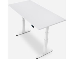 WRK21® WORK - Metalen Zit Sta Bureau - Elektrisch Verstelbaar in Hoogte met 2 Motoren en Anti Botsing – Gemaakt in Duitsland - 160 x 80 cm - Wit Blad & Wit Onderstel