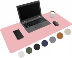 WURK Professionele Bureau Onderlegger Kunstleer - Bureau Organizer – Bureaumat – Bureau Accessoires – Muismat XXL– Inclusief Kabel Clip – 80x40 – Roze