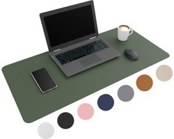 WURK Professionele Bureau Onderlegger Kunstleer – Bureau Organizer – Bureaumat – Bureau Accessoires – Muismat XXL– Inclusief Kabel Clip – 90x45 – Groen