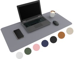 WURK Professionele Bureau Onderlegger Kunstleer – Bureau Organizer – Bureaumat – Bureau Accessoires – Muismat XXL– Inclusief Kabel Clip – 80x40 – Grijs