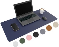 WURK Professionele Bureau Onderlegger Kunstleer – Bureau Organizer – Bureaumat – Bureau Accessoires – Muismat XXL– Inclusief Kabel Clip – 80x40 – Blauw
